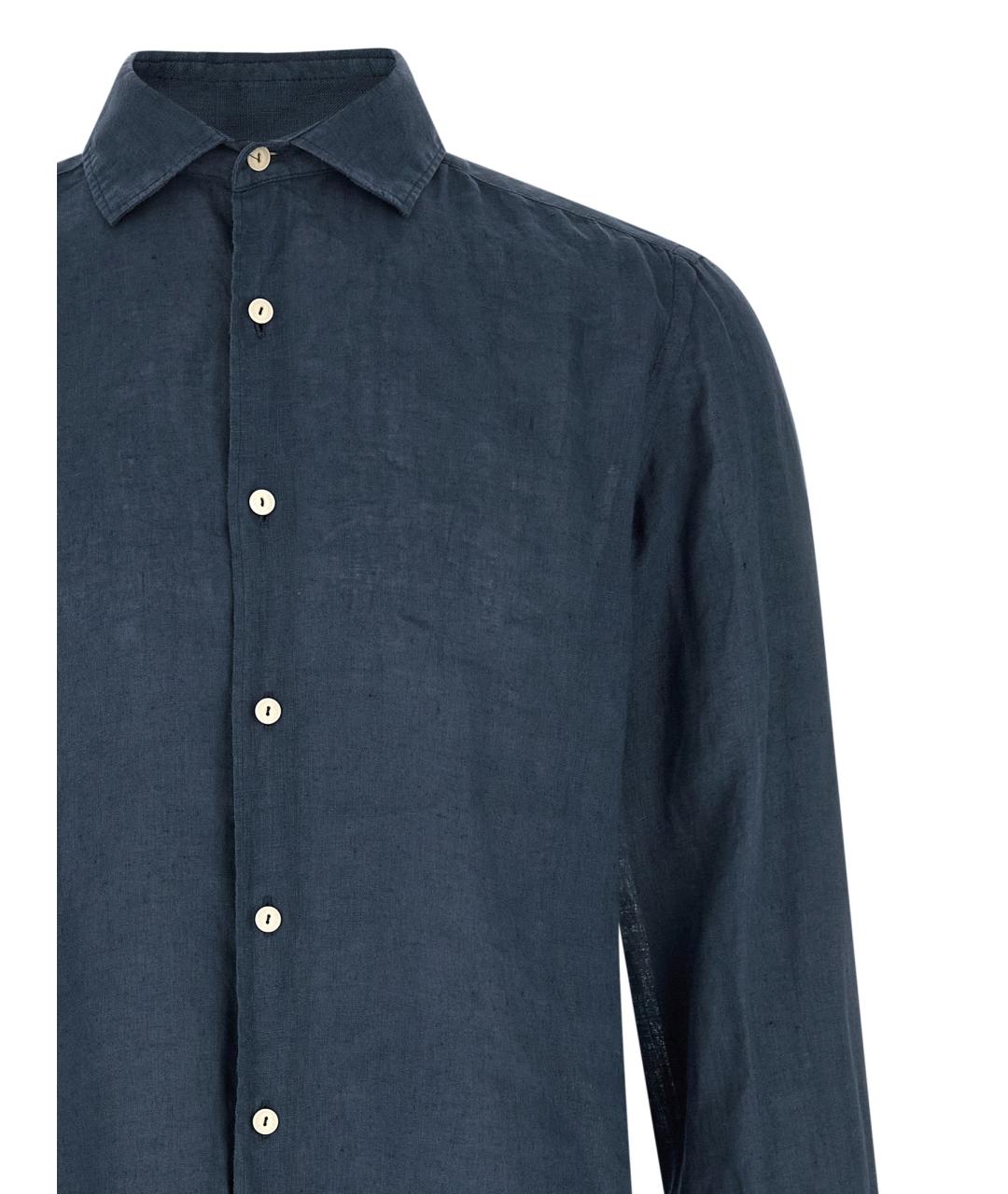 MC2 SAINT BARTH Темно-синяя льняная кэжуал рубашка, фото 3