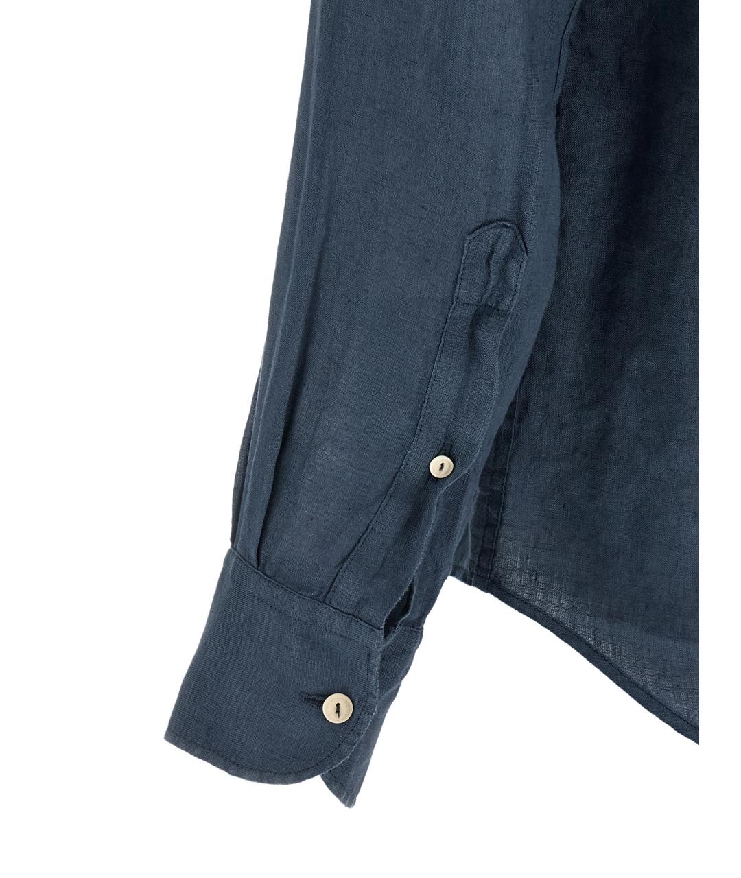 MC2 SAINT BARTH Темно-синяя льняная кэжуал рубашка, фото 4