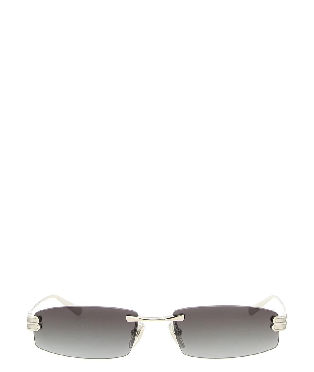 BALENCIAGA Серебряные металлические солнцезащитные очки, фото 1