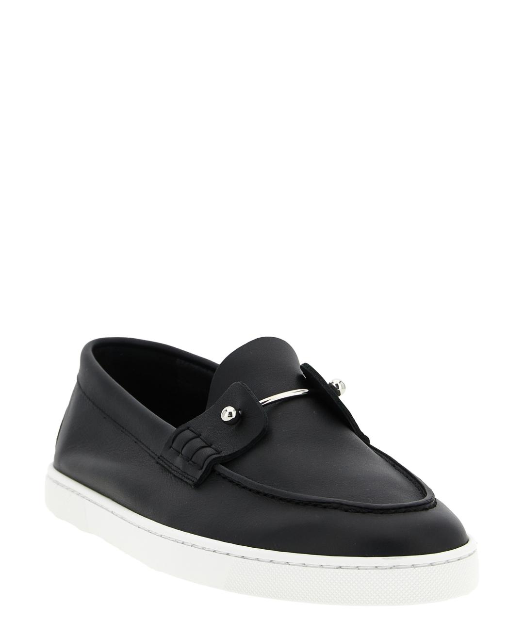 CHRISTIAN LOUBOUTIN Черные кожаные лоферы, фото 2