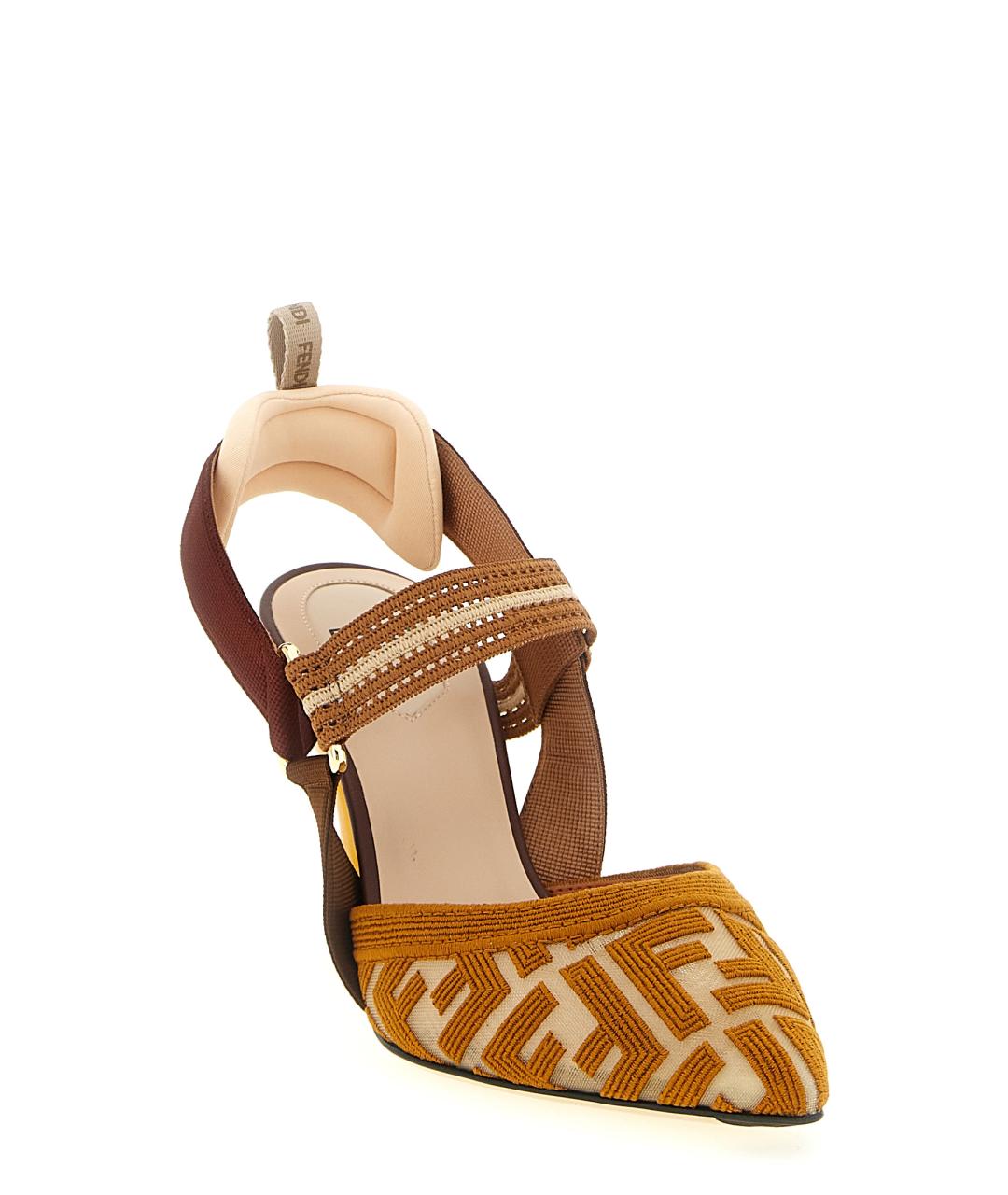 FENDI Коричневые текстильные туфли, фото 2