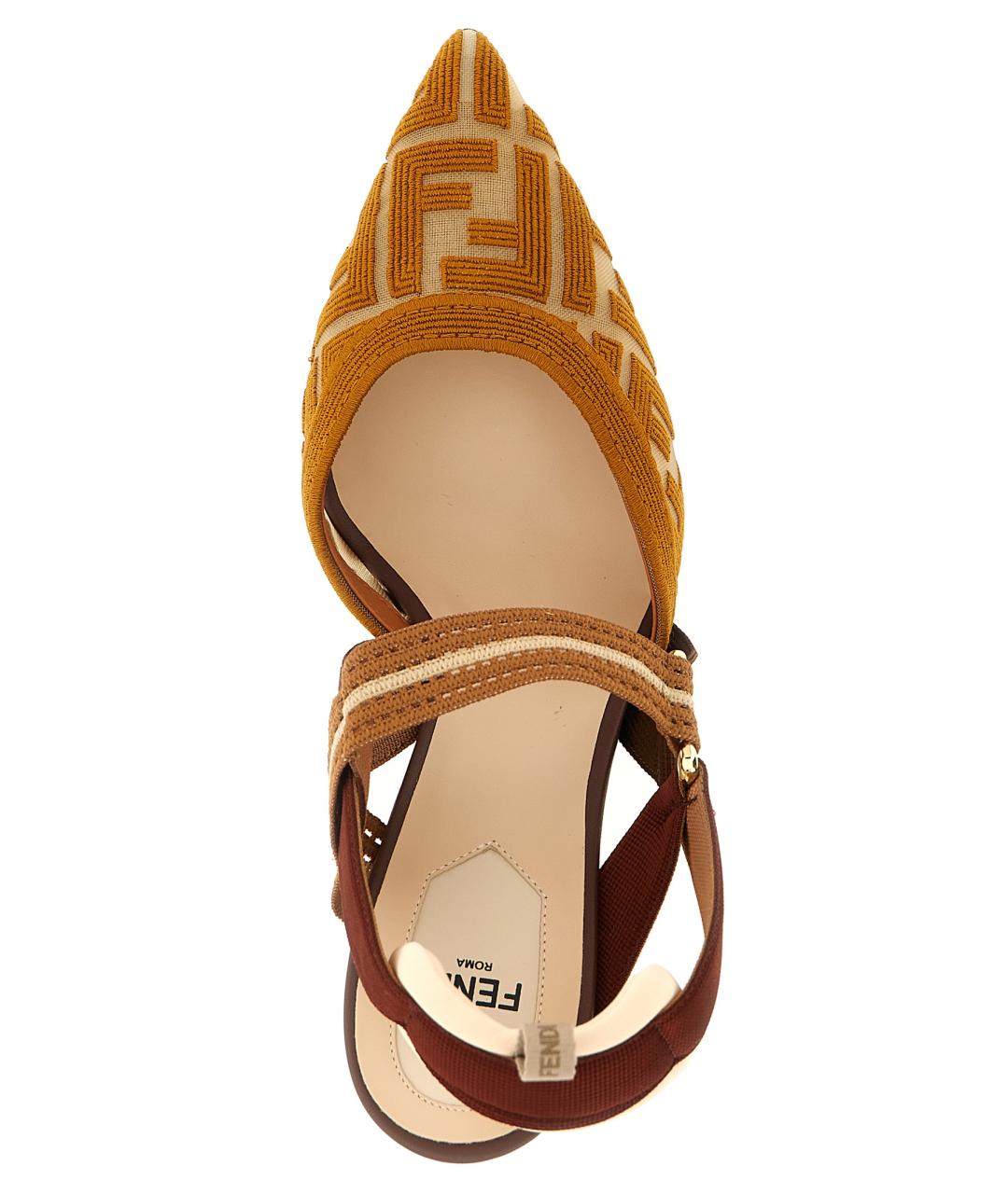 FENDI Коричневые текстильные туфли, фото 4