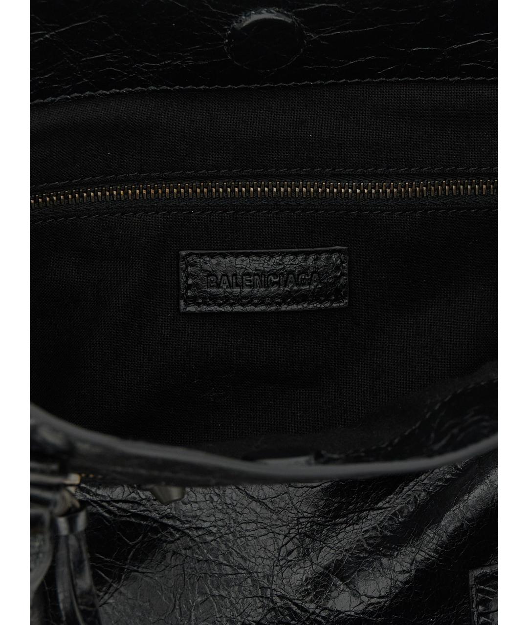 BALENCIAGA Черная кожаная сумка тоут, фото 4