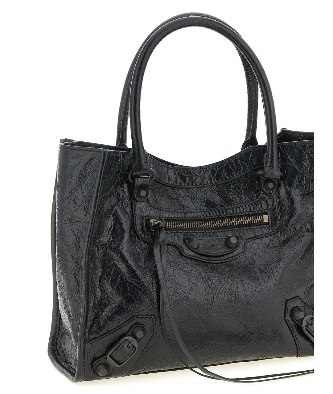 BALENCIAGA Черная кожаная сумка тоут, фото 3