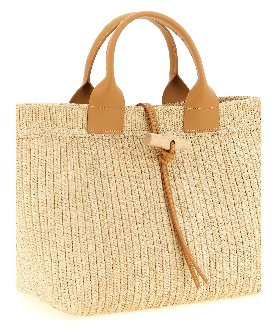 LONGCHAMP Бежевая пелетеная сумка тоут, фото 3