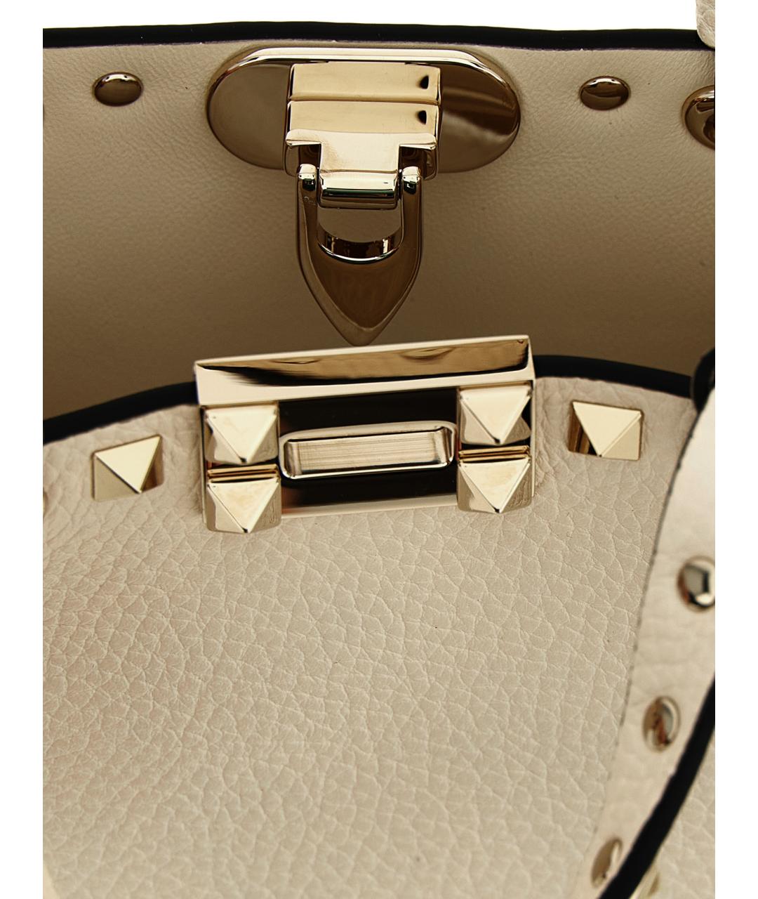 VALENTINO Бежевая кожаная сумка тоут, фото 4