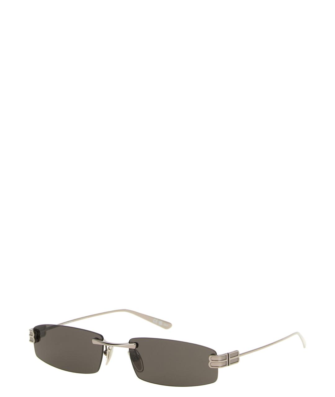 BALENCIAGA Серебряные металлические солнцезащитные очки, фото 3