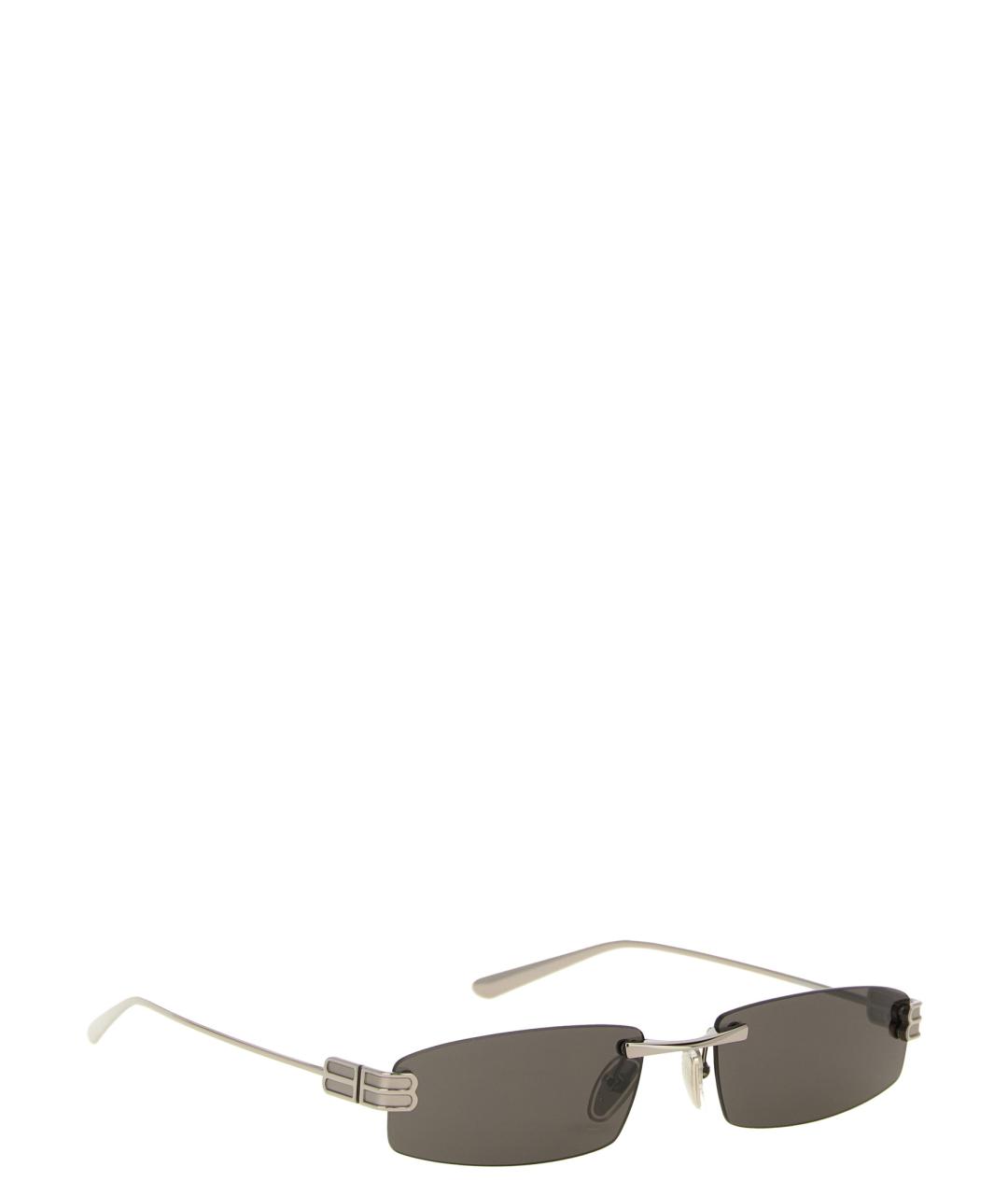 BALENCIAGA Серебряные металлические солнцезащитные очки, фото 2