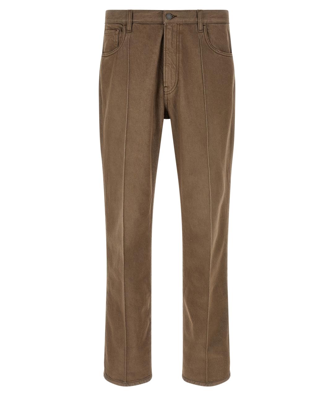 PRADA Коричневые хлопковые прямые джинсы, фото 1