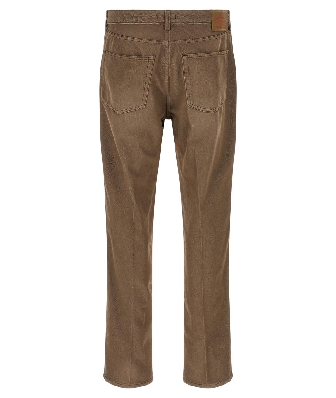 PRADA Коричневые хлопковые прямые джинсы, фото 2