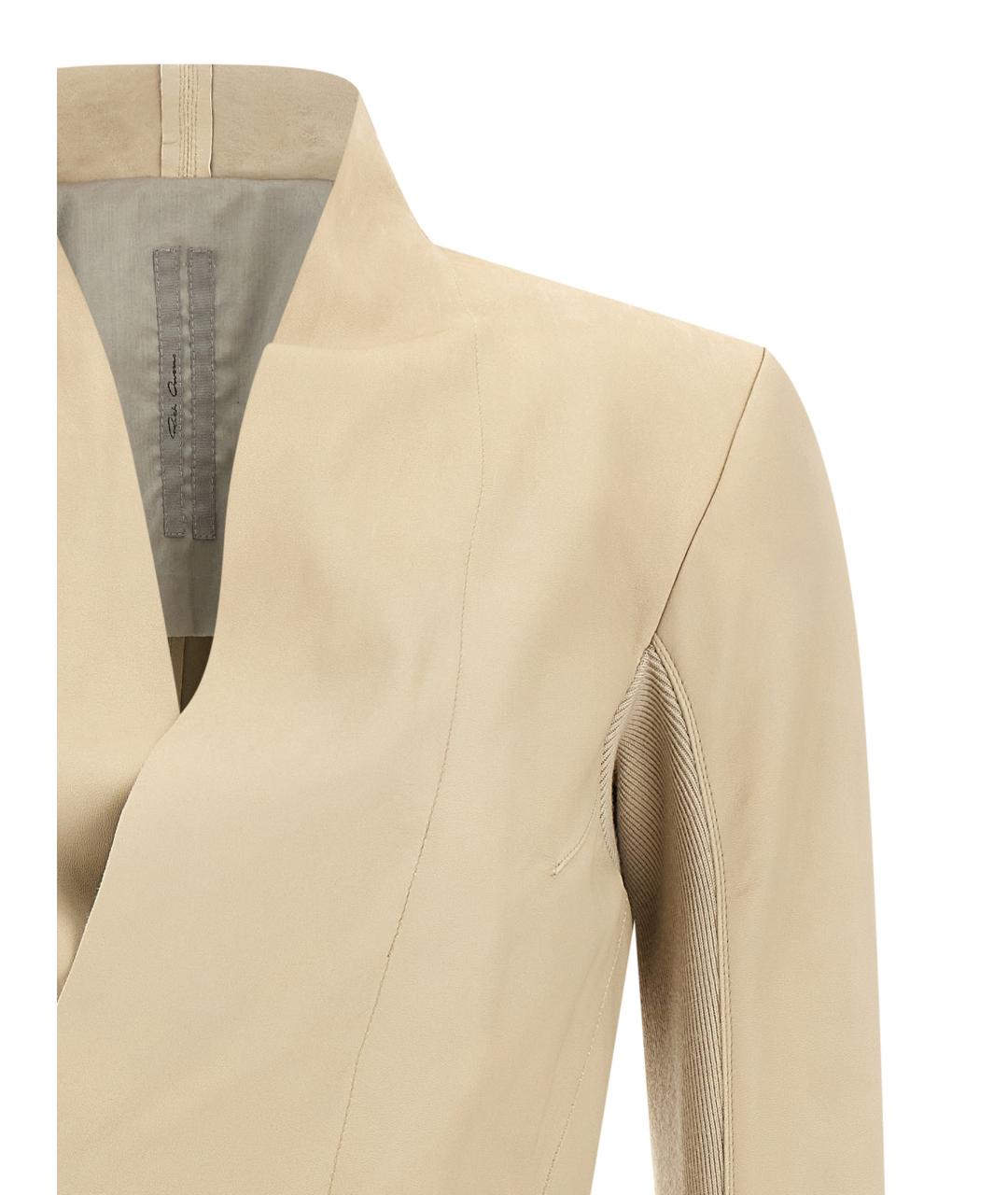 RICK OWENS Бежевая кожаная куртка, фото 3