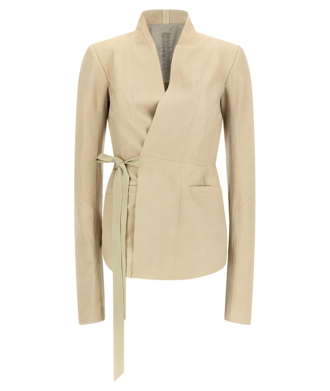 RICK OWENS Бежевая кожаная куртка, фото 1