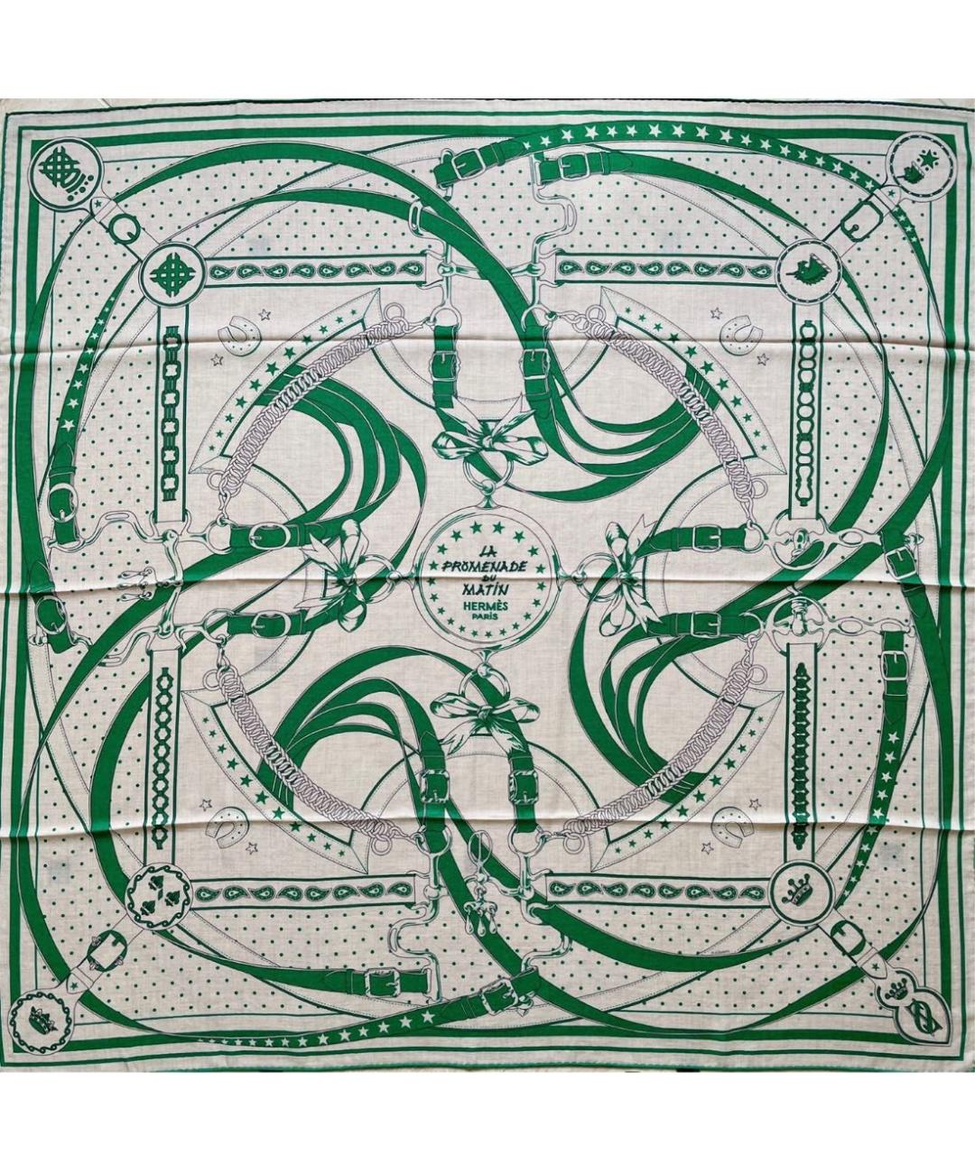 HERMES Зеленый кашемировый платок, фото 5