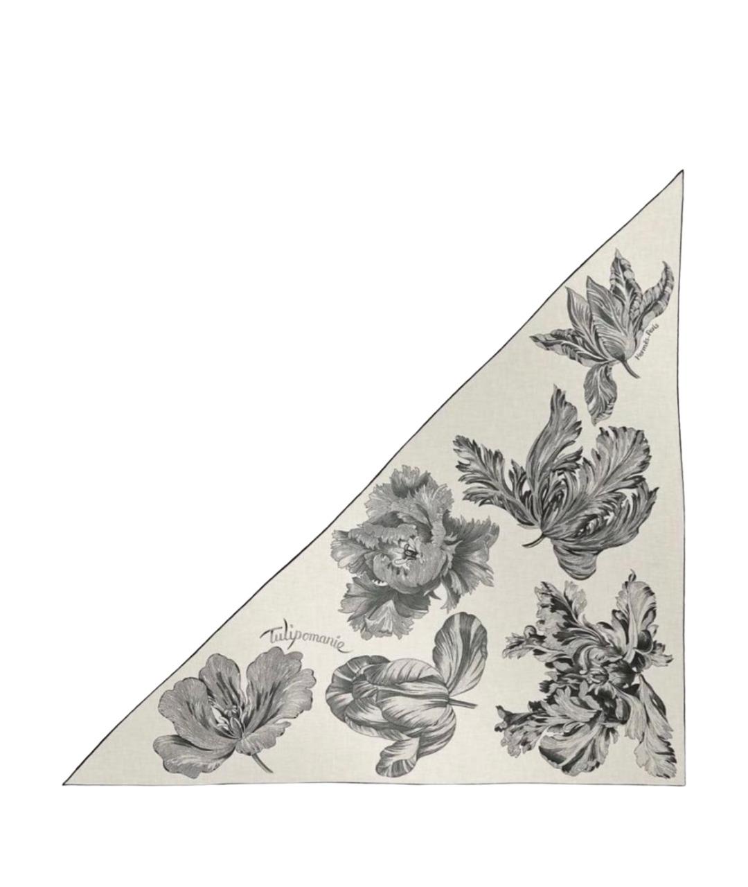 HERMES Белый кашемировый платок, фото 1