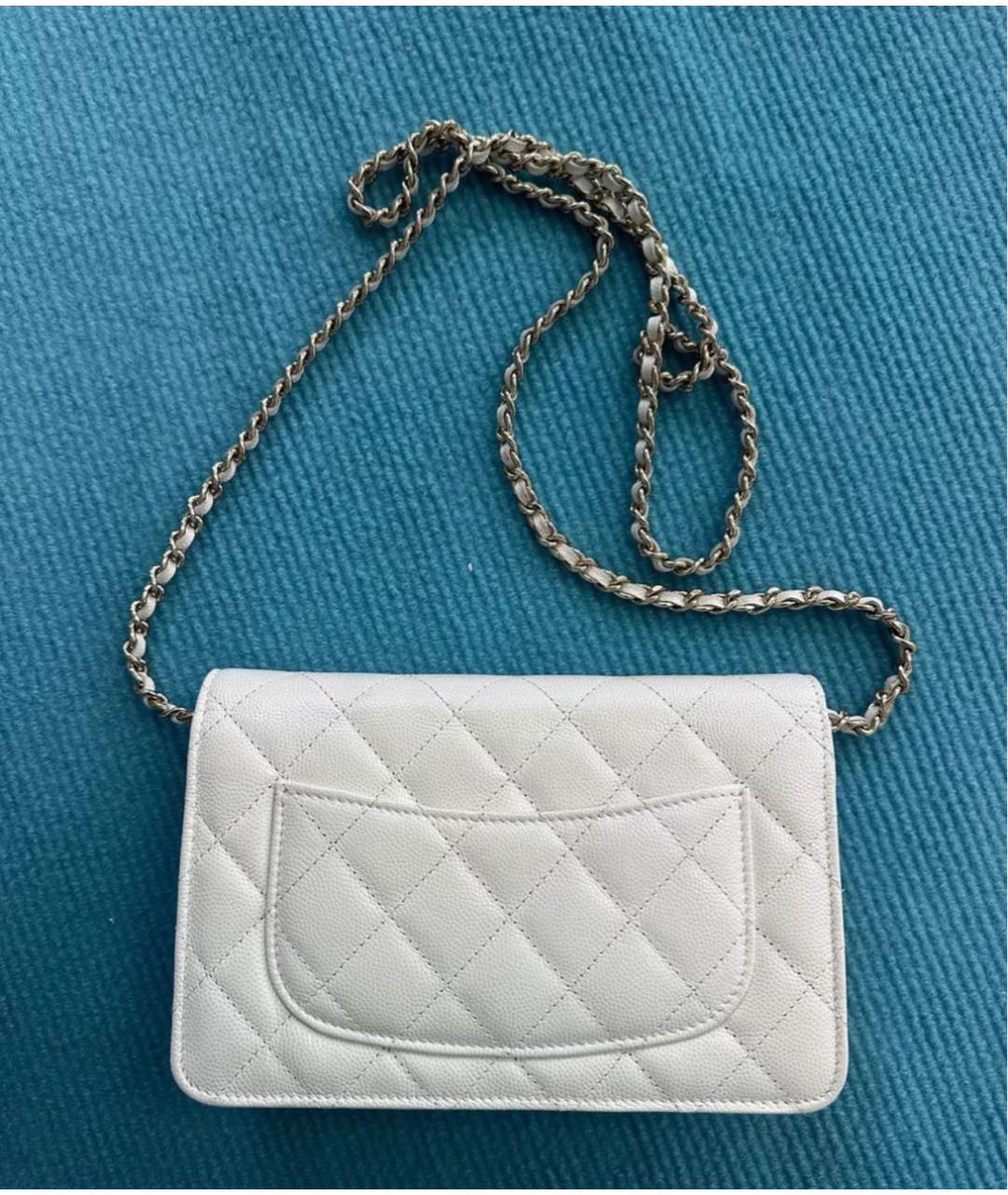 CHANEL Белая кожаная сумка через плечо, фото 3