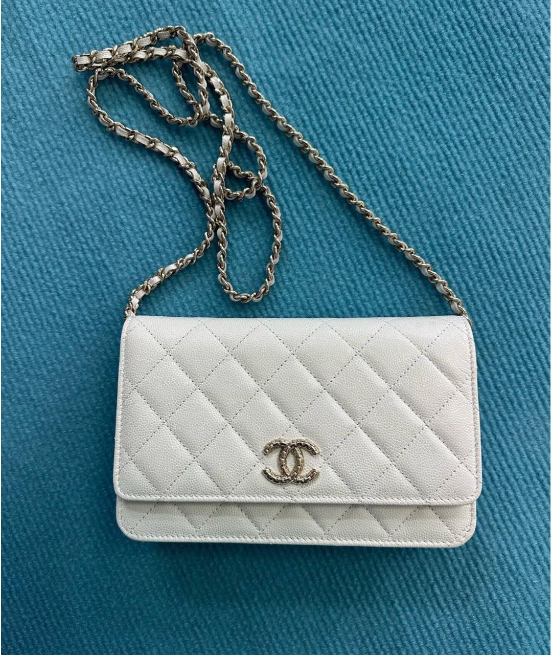 CHANEL Белая кожаная сумка через плечо, фото 2