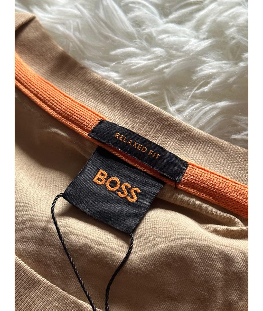 HUGO BOSS Коричневая хлопко-эластановая футболка, фото 3