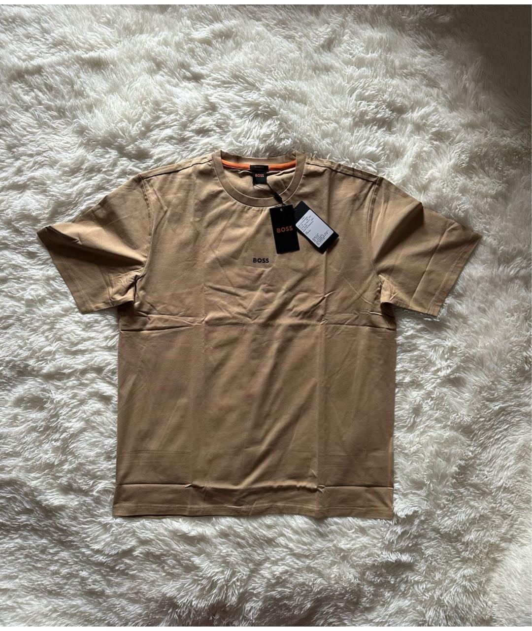 HUGO BOSS Коричневая хлопко-эластановая футболка, фото 5