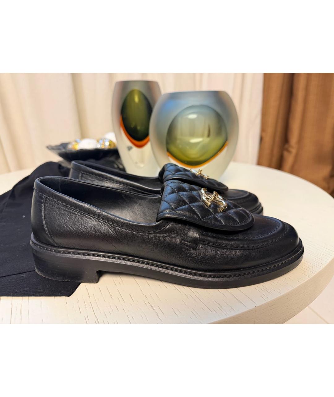 CHANEL Черные кожаные лоферы, фото 7