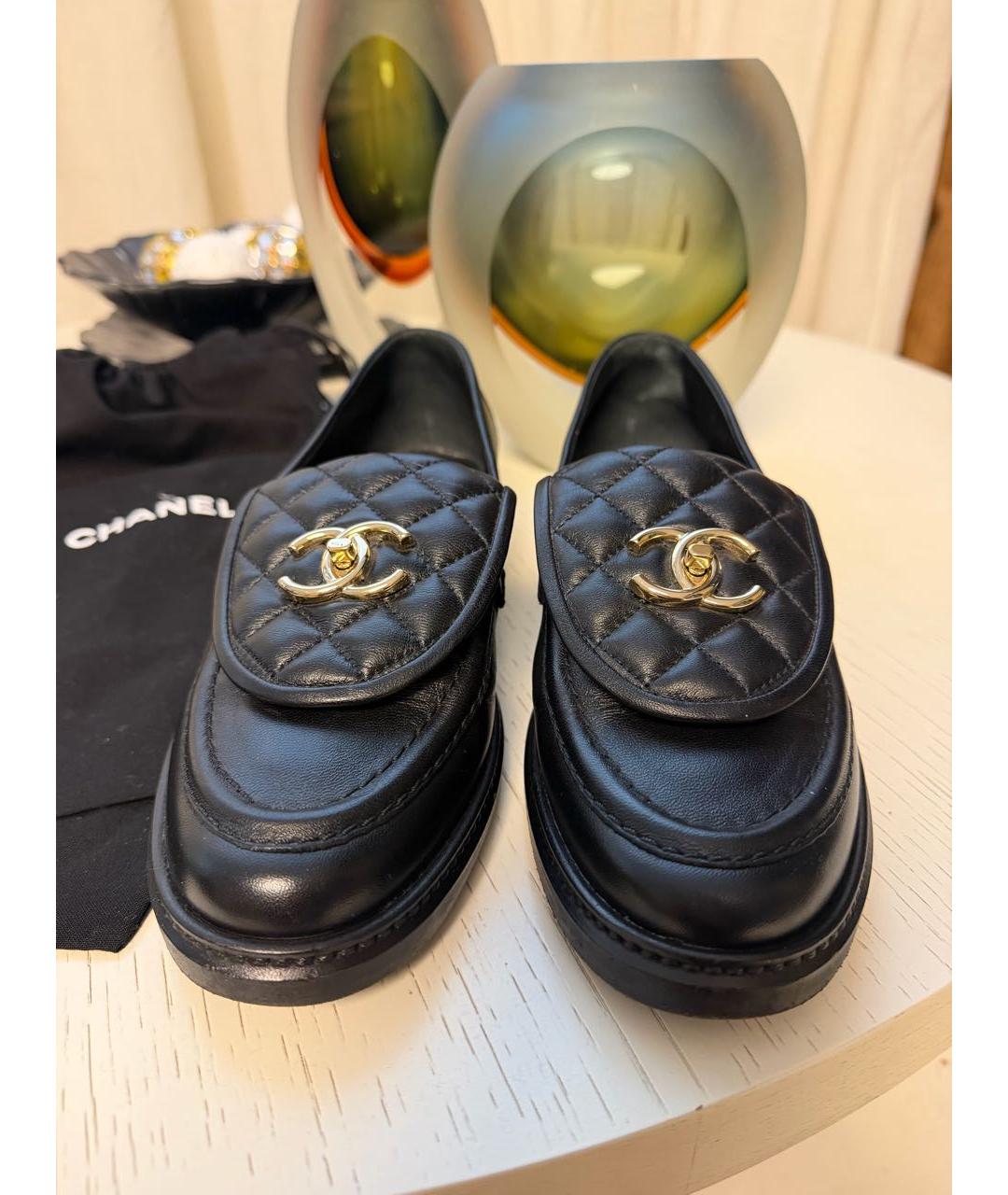 CHANEL Черные кожаные лоферы, фото 2