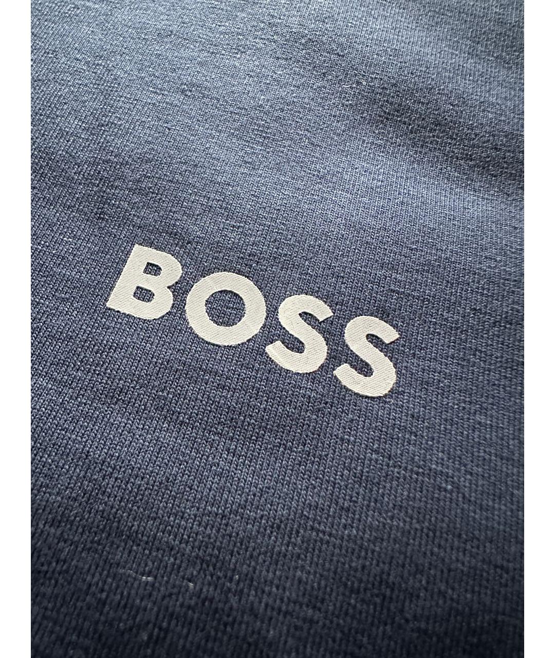 HUGO BOSS Темно-синяя хлопко-эластановая футболка, фото 3