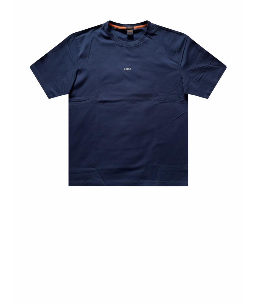 HUGO BOSS Темно-синяя хлопко-эластановая футболка, фото 1