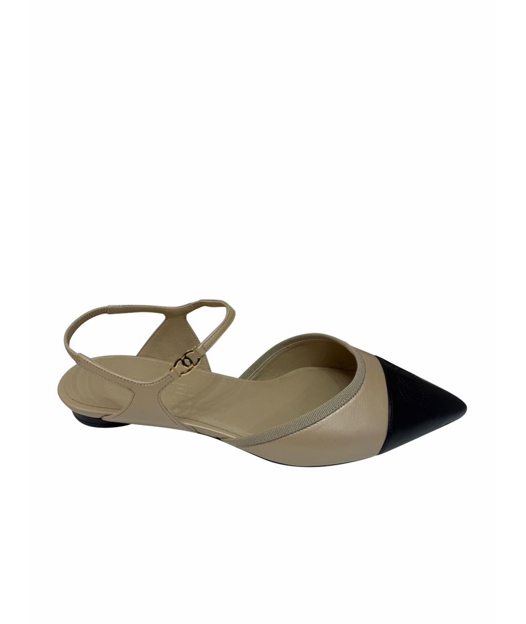 CHANEL Бежевые кожаные босоножки, фото 1