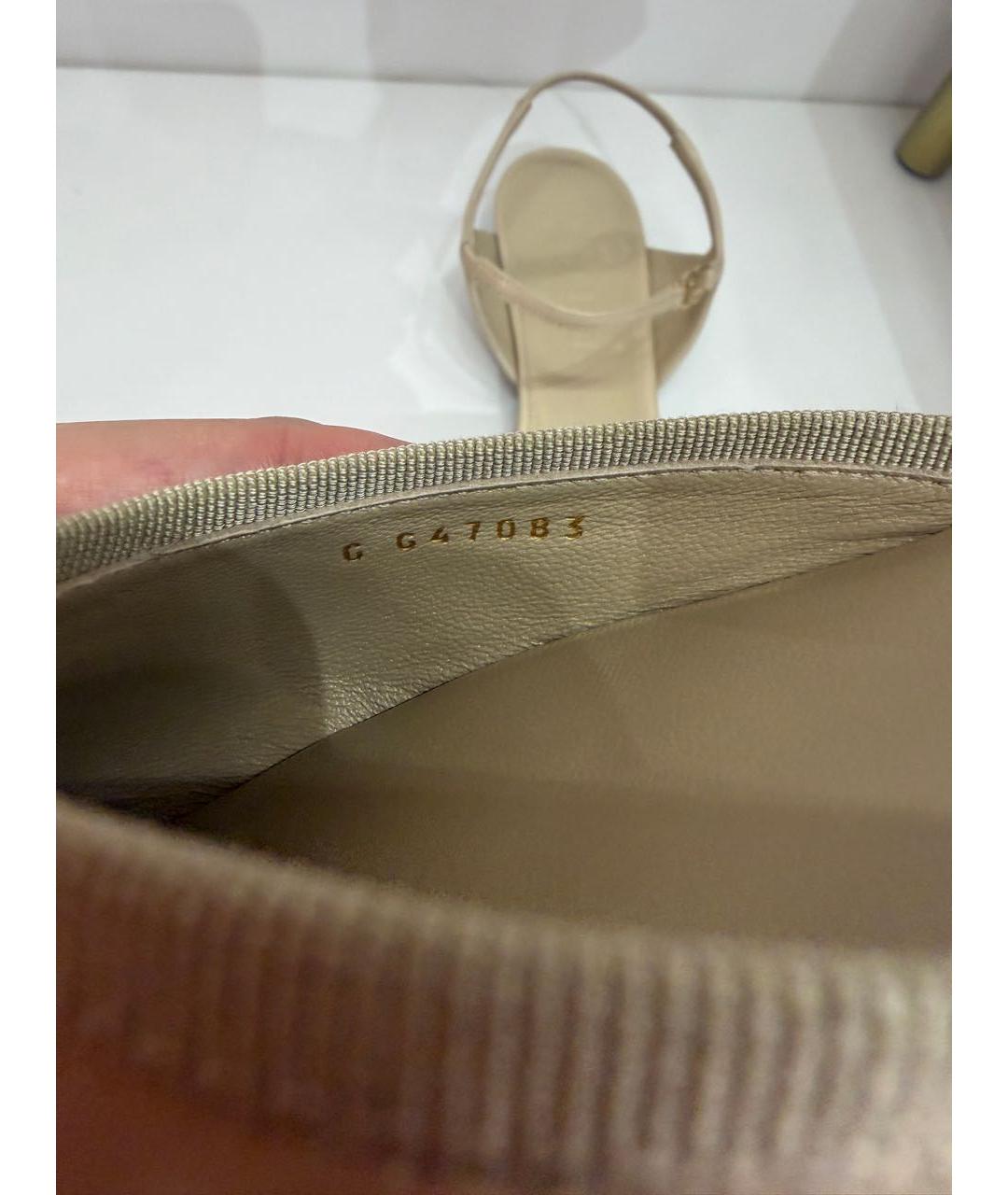 CHANEL Бежевые кожаные босоножки, фото 5