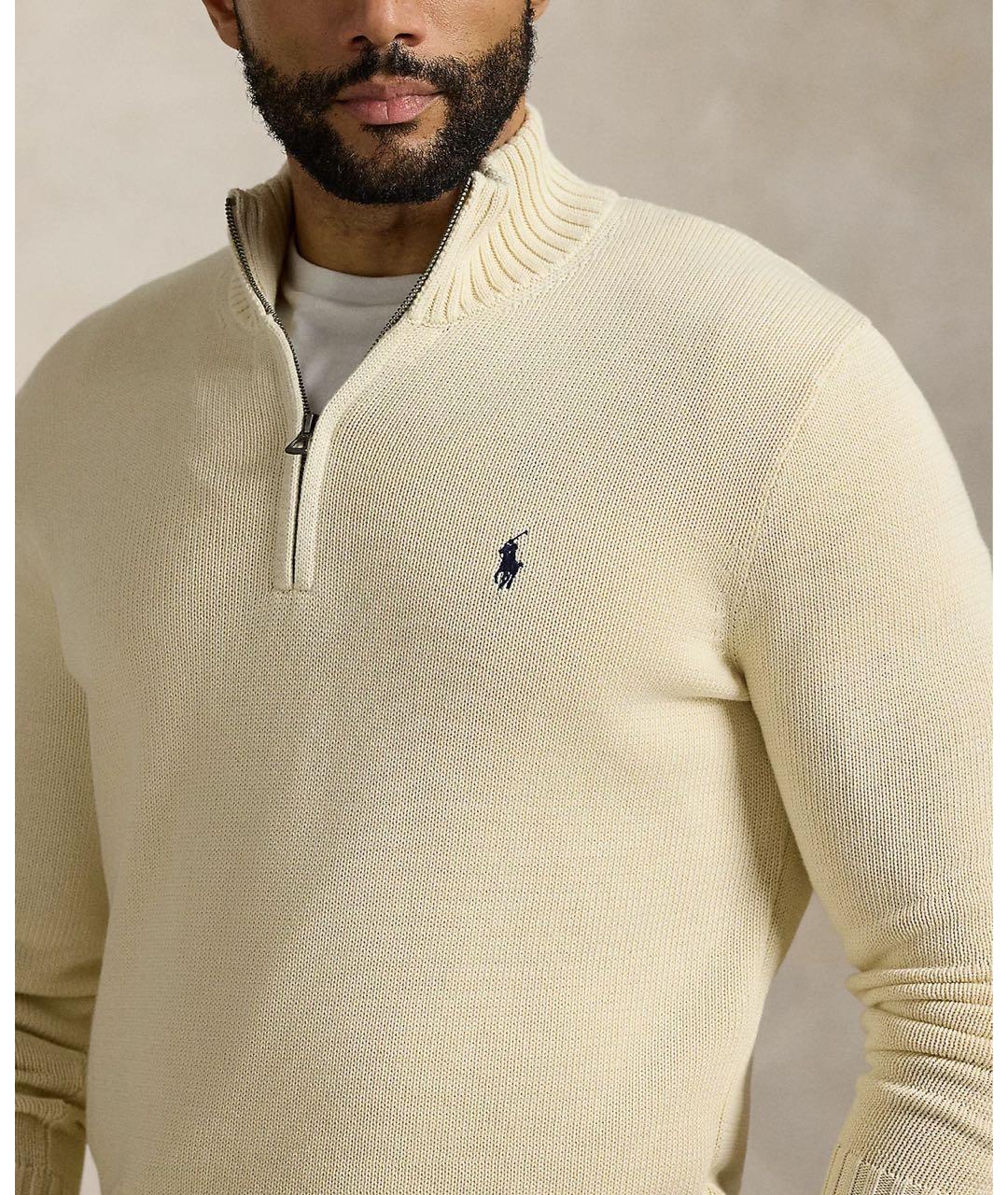 POLO RALPH LAUREN Бежевый хлопковый джемпер / свитер, фото 2