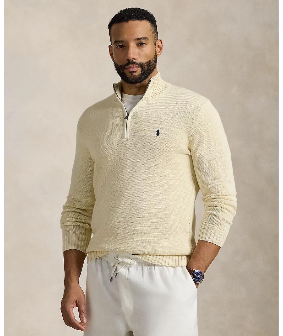 POLO RALPH LAUREN Бежевый хлопковый джемпер / свитер, фото 3