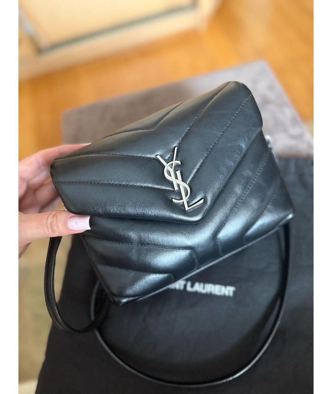 SAINT LAURENT Черная кожаная сумка через плечо, фото 7