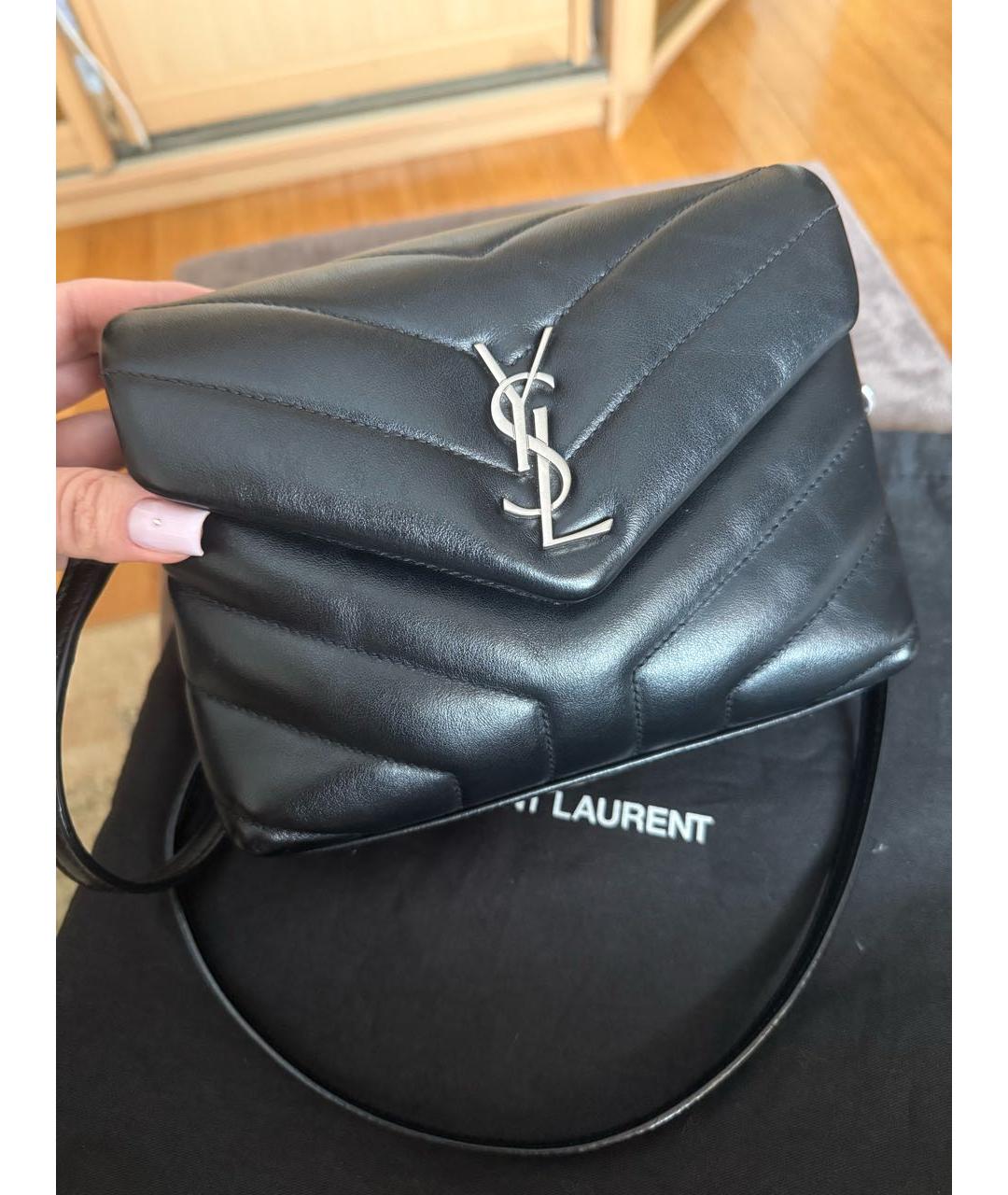 SAINT LAURENT Черная кожаная сумка через плечо, фото 2