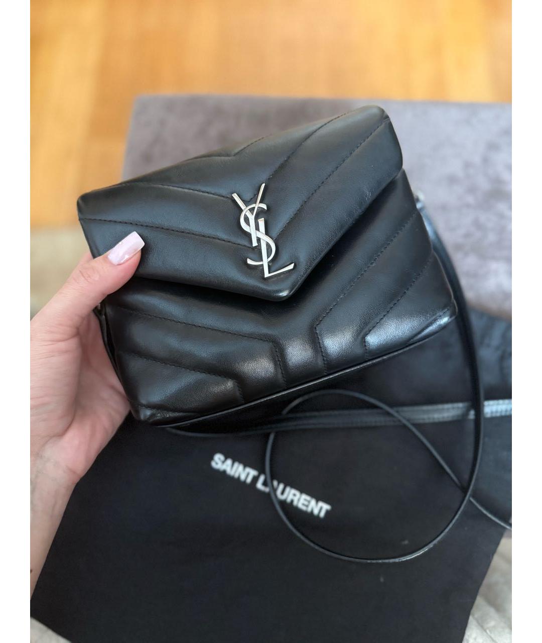 SAINT LAURENT Черная кожаная сумка через плечо, фото 6
