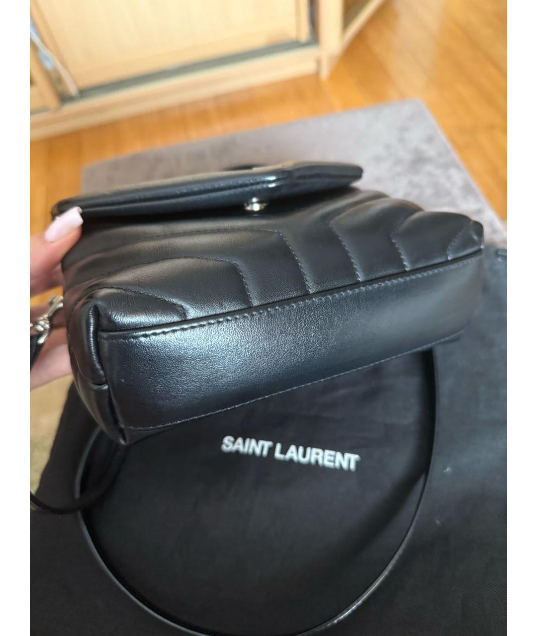 SAINT LAURENT Черная кожаная сумка через плечо, фото 3