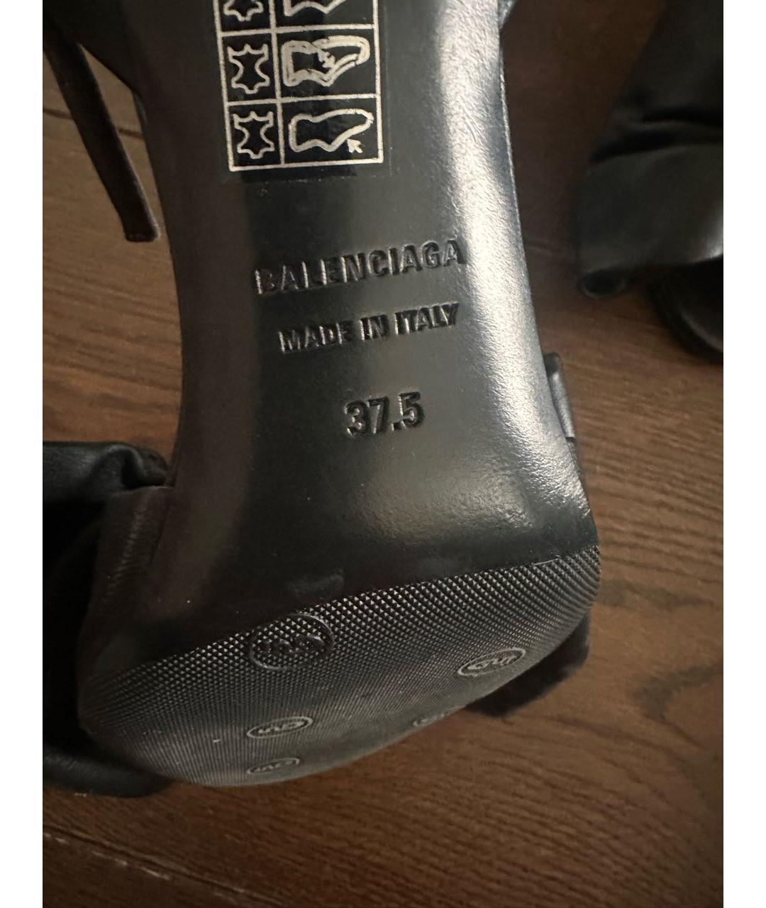 BALENCIAGA Черные кожаные босоножки, фото 4