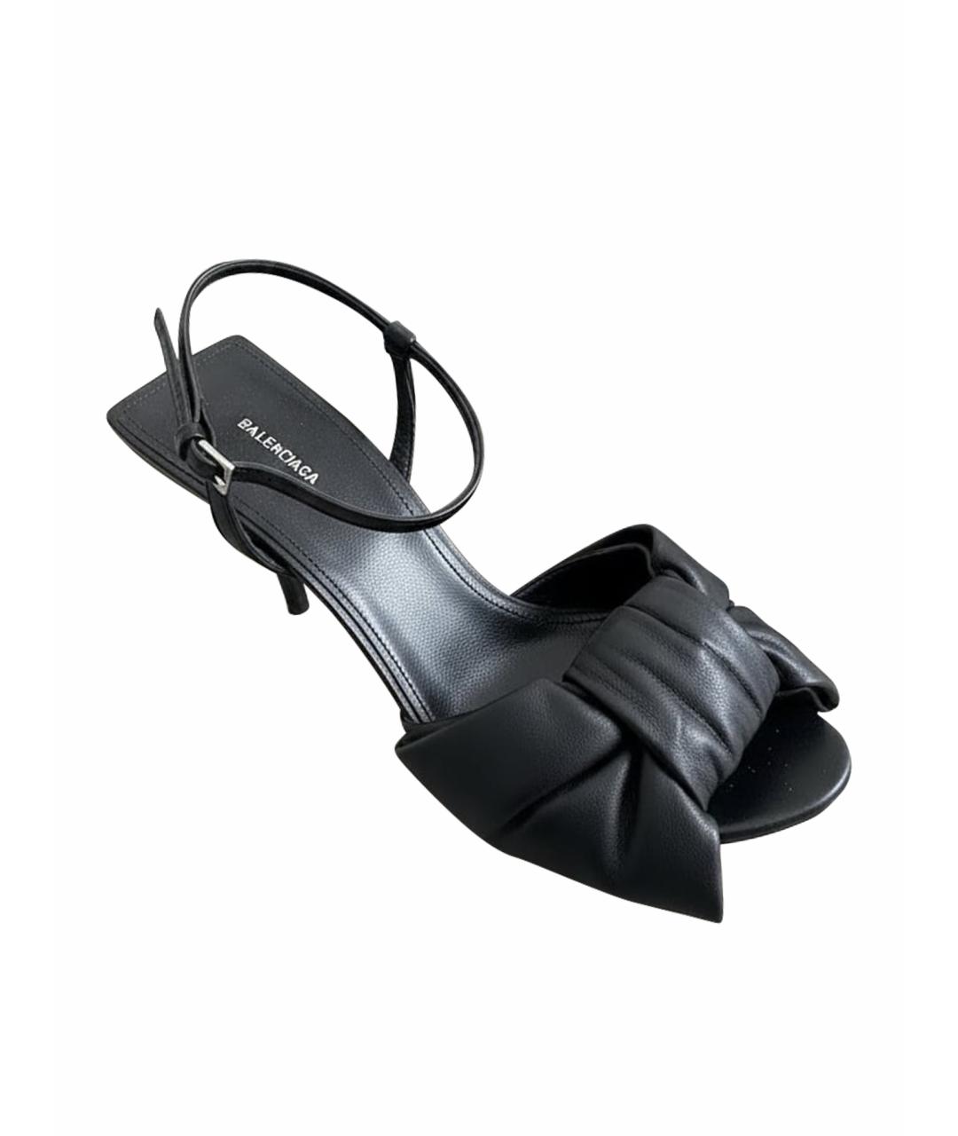 BALENCIAGA Черные кожаные босоножки, фото 1