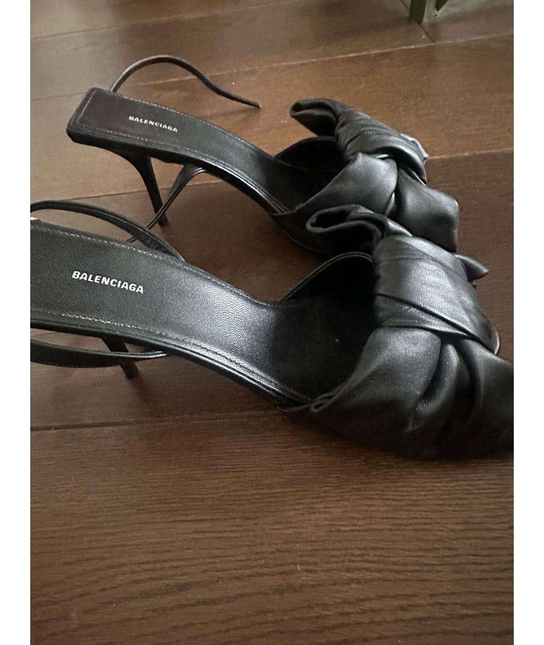 BALENCIAGA Черные кожаные босоножки, фото 2