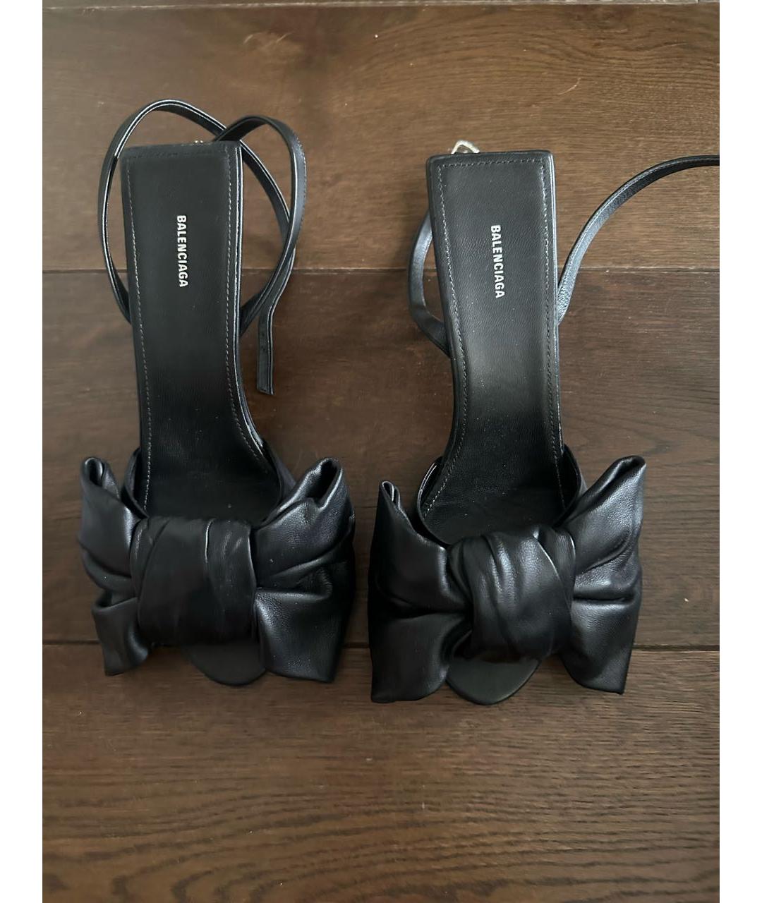 BALENCIAGA Черные кожаные босоножки, фото 5