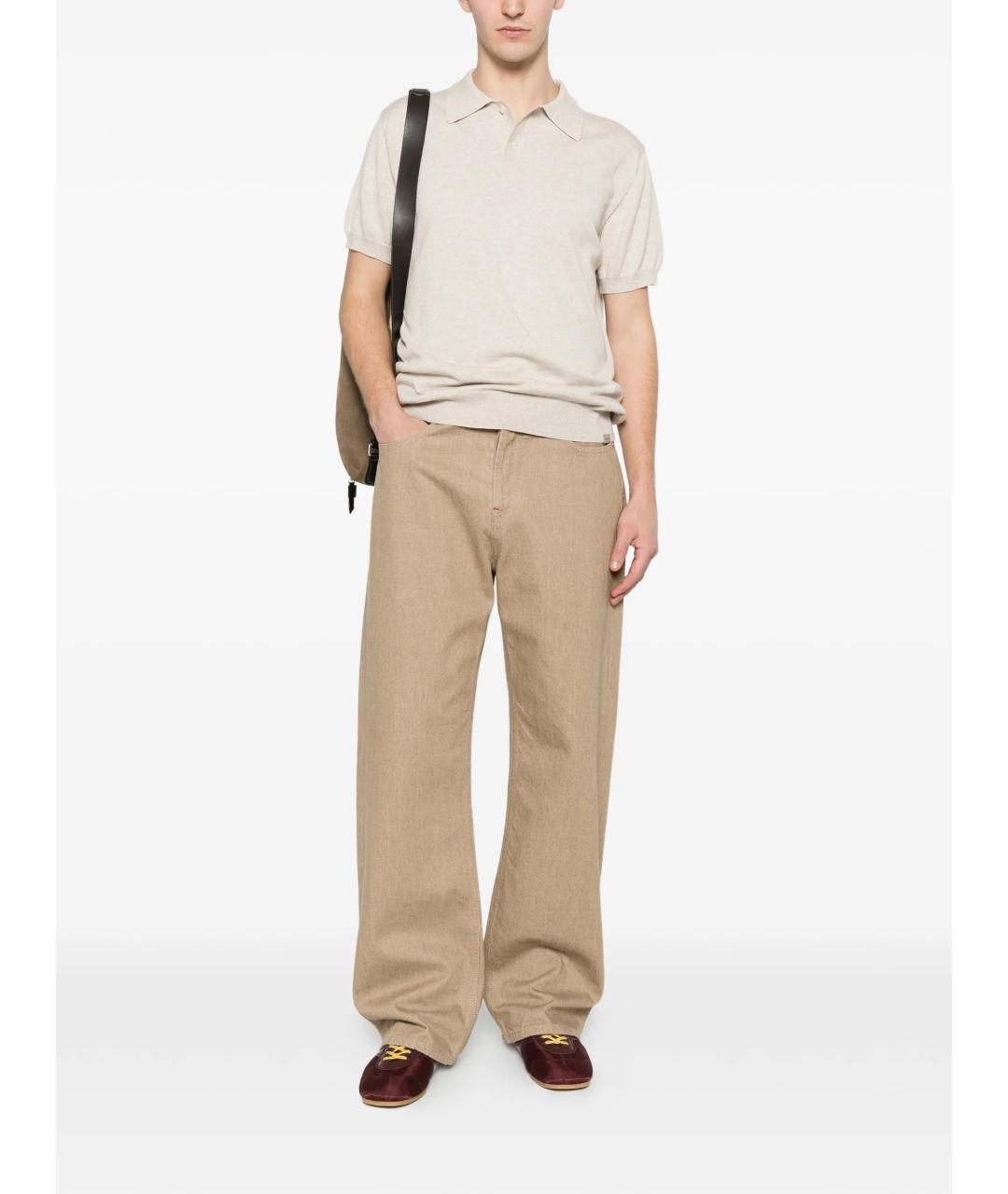 WOOLRICH Бежевое хлопковое поло с коротким рукавом, фото 2