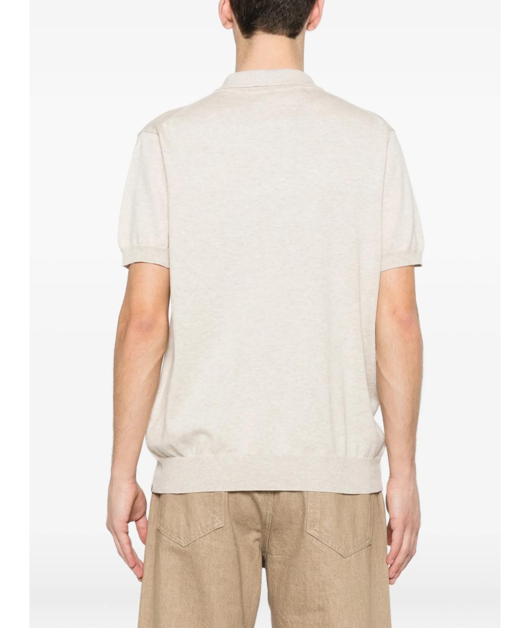 WOOLRICH Бежевое хлопковое поло с коротким рукавом, фото 4