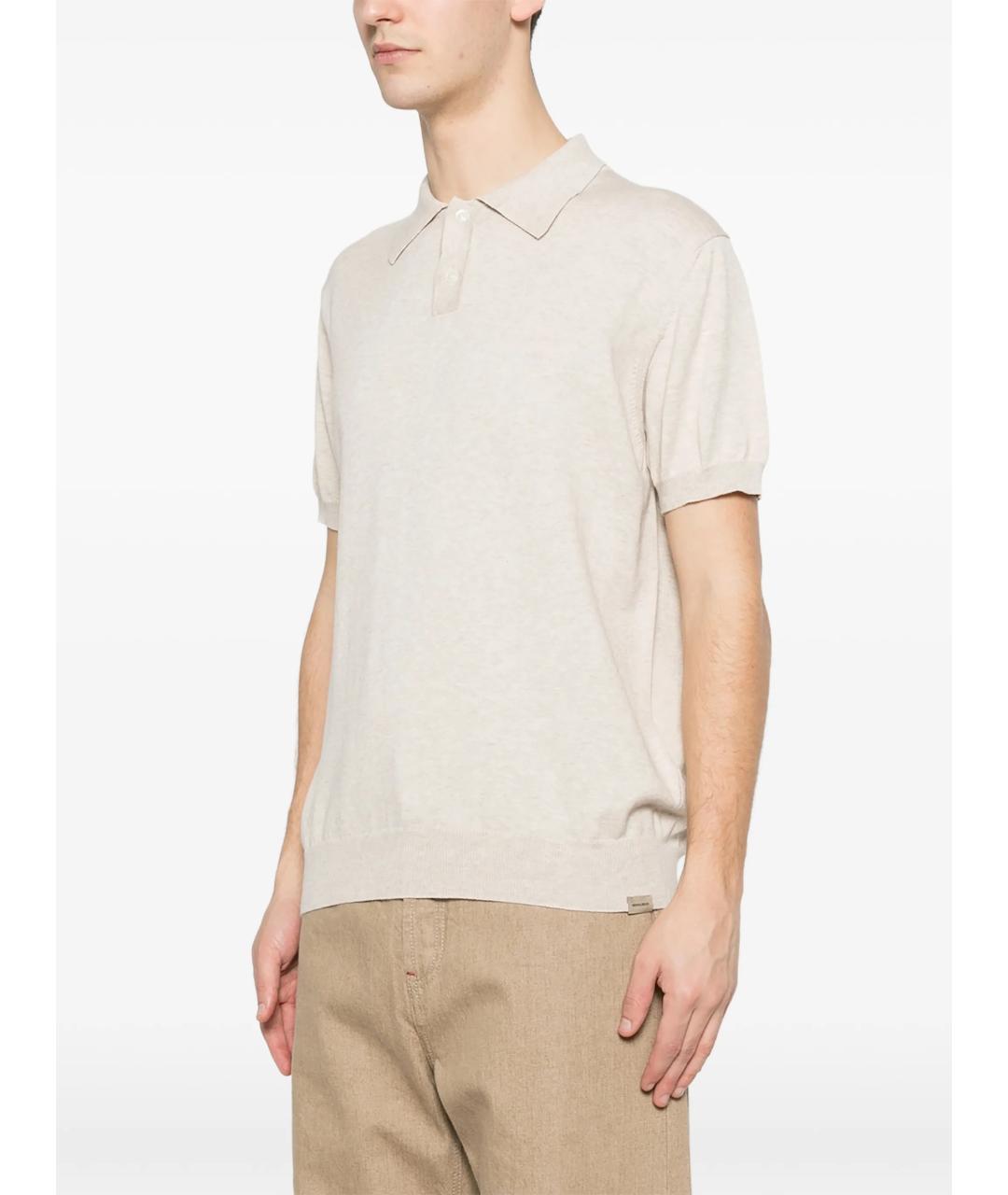 WOOLRICH Бежевое хлопковое поло с коротким рукавом, фото 3
