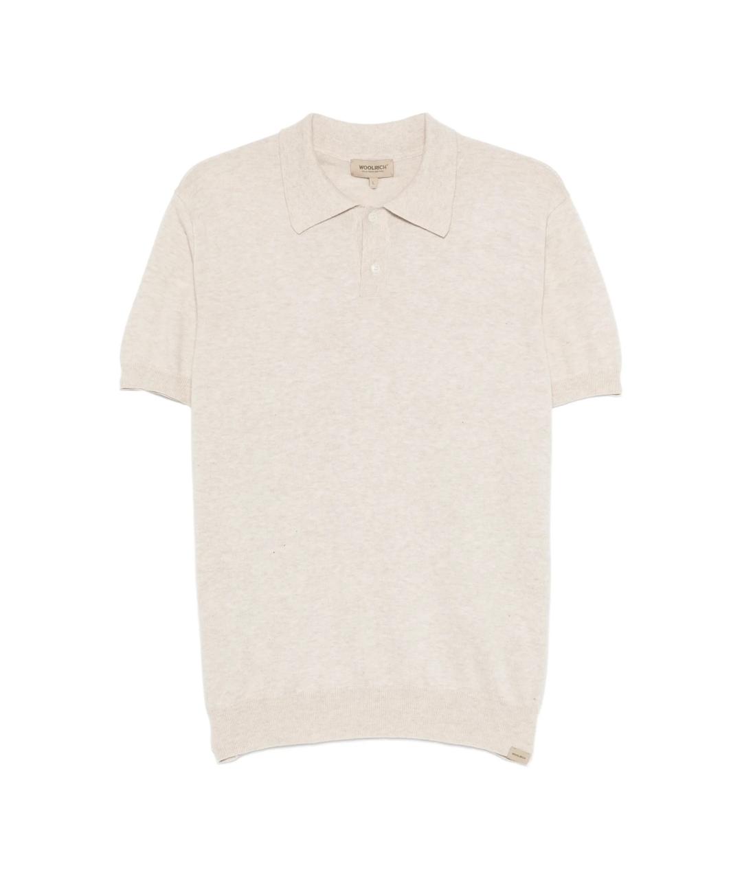 WOOLRICH Бежевое хлопковое поло с коротким рукавом, фото 1