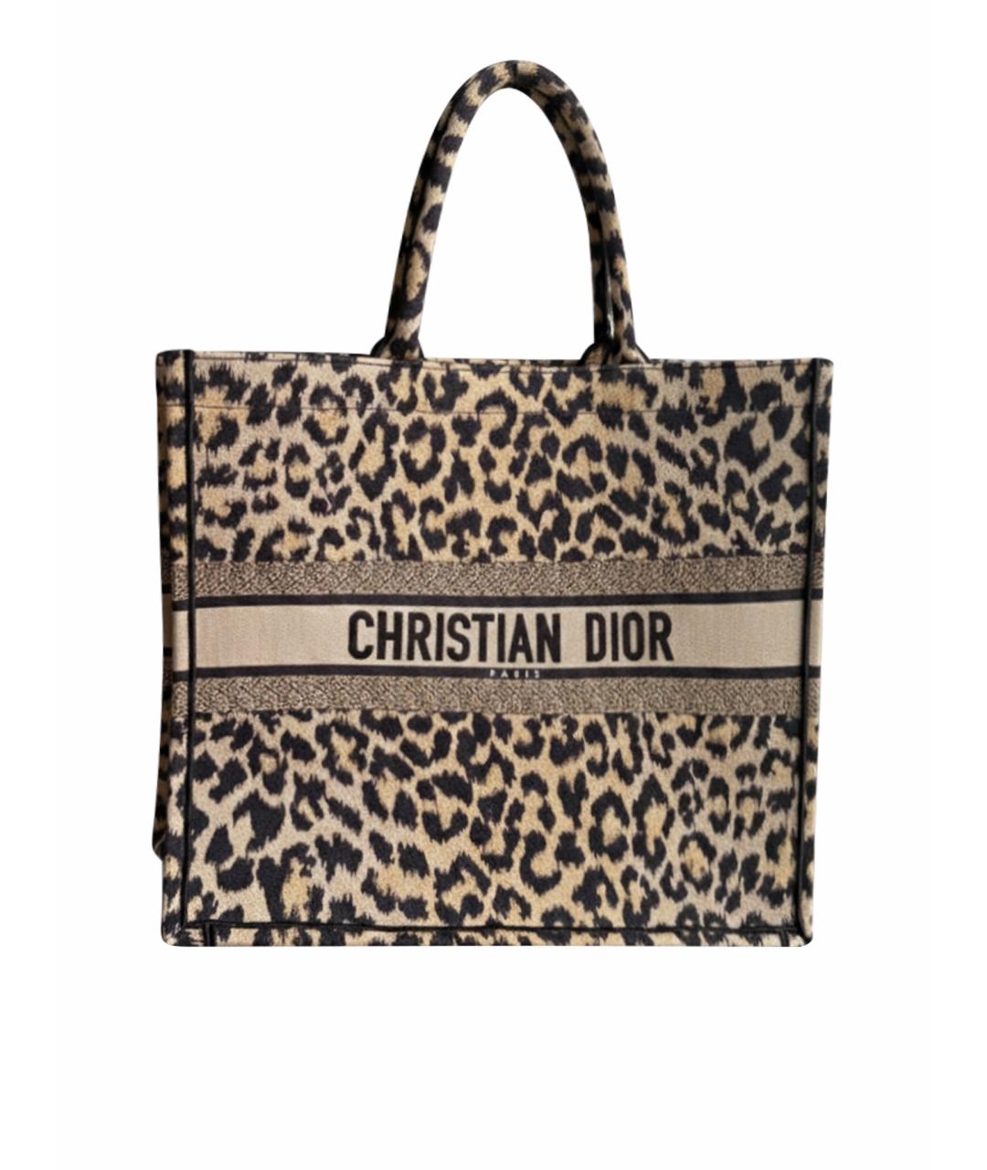 CHRISTIAN DIOR Коричневая жаккардовая сумка тоут, фото 1