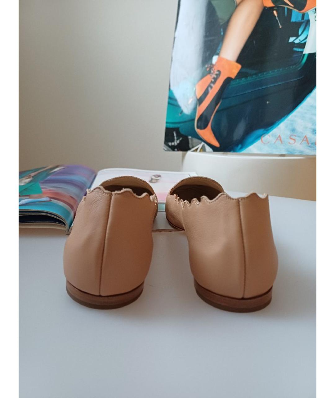 CHLOE Бежевые кожаные балетки, фото 7