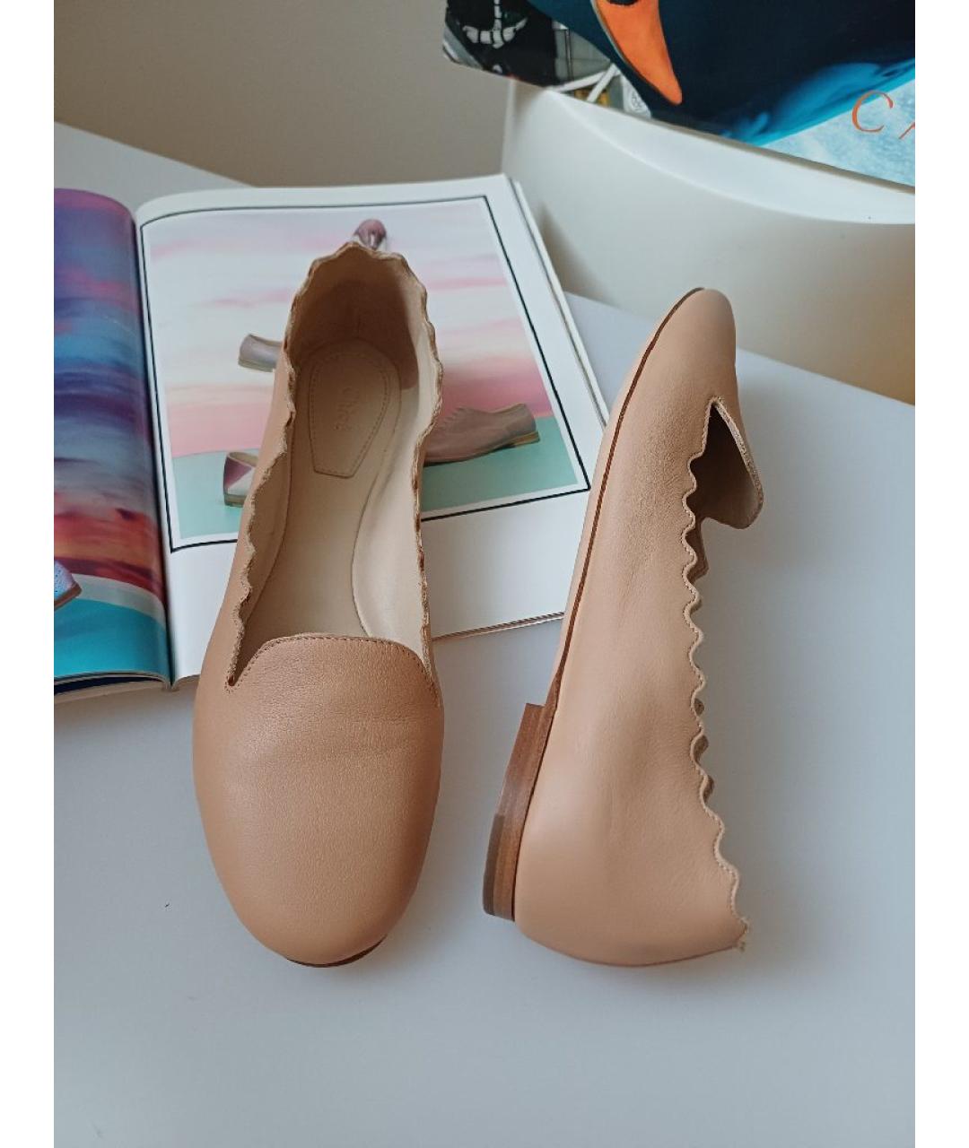 CHLOE Бежевые кожаные балетки, фото 4