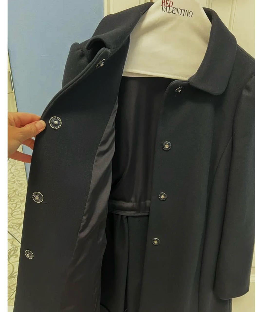 RED VALENTINO Темно-синее шерстяное пальто, фото 3