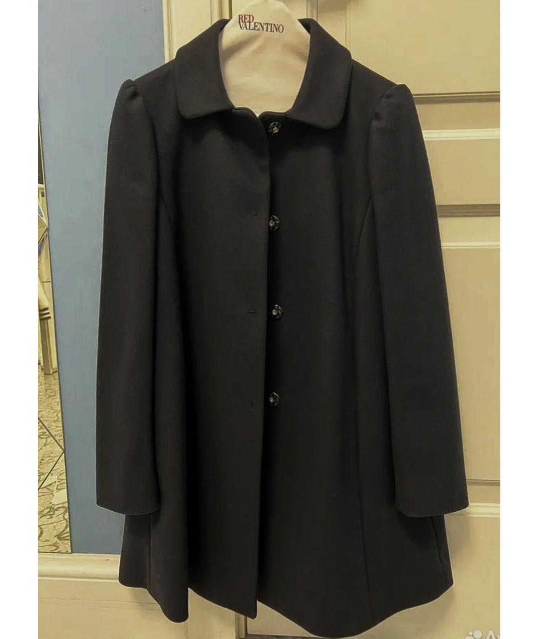 RED VALENTINO Темно-синее шерстяное пальто, фото 7