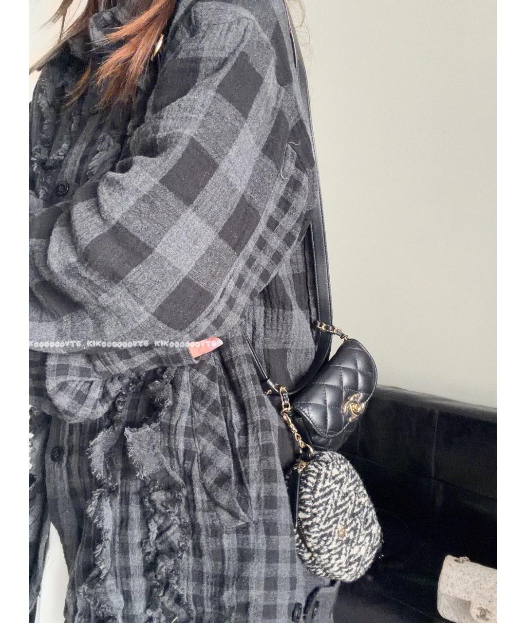 CHANEL Черная твидовая поясная сумка, фото 9