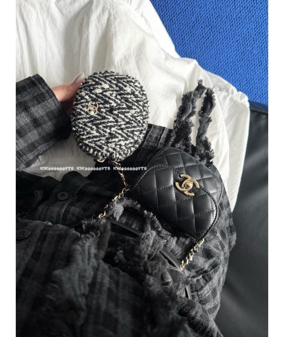 CHANEL Черная твидовая поясная сумка, фото 7