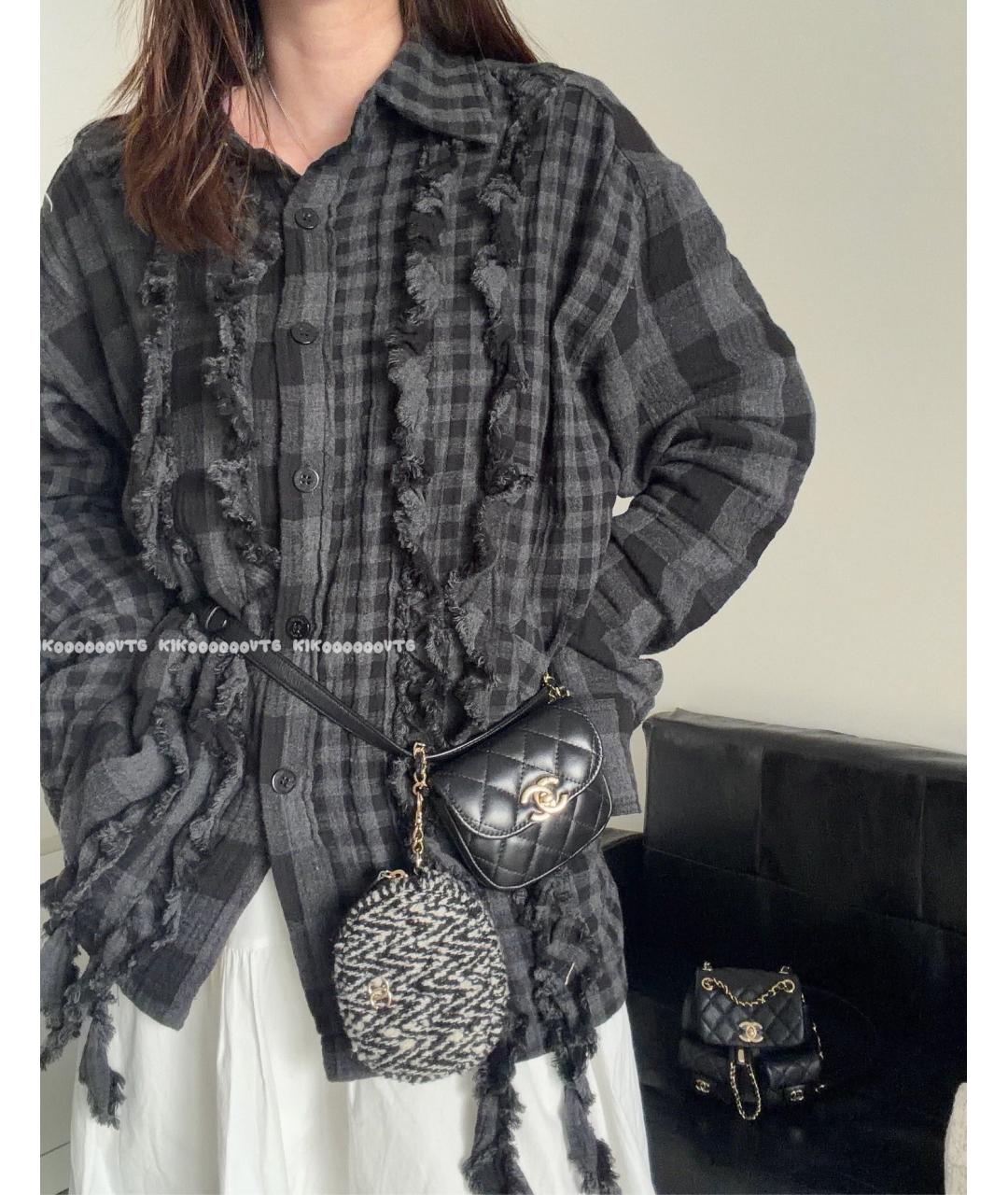 CHANEL Черная твидовая поясная сумка, фото 8